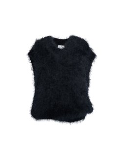 shaggy knit vest(black)