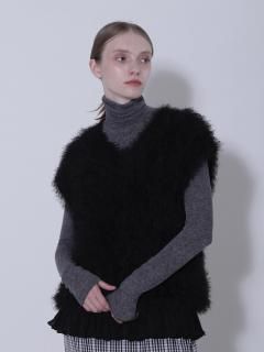 shaggy knit vest(black)