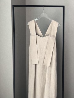 wide shoulder linen dress(oatmeal)