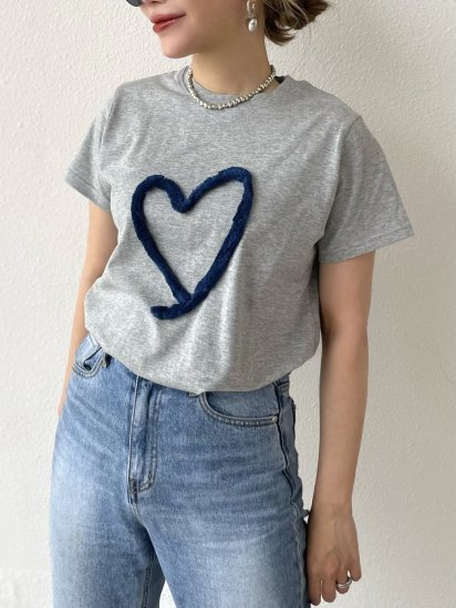 fringe Heart T-shirt(gray) - BayBee