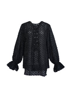 lace up blouse(black)