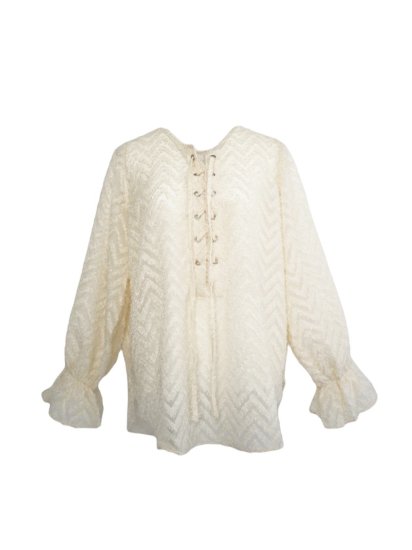 lace up blouse(ivory) - BayBee