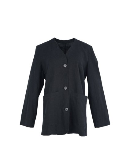 light linen jacket(black) baybeeバスト48cm - ノーカラージャケット