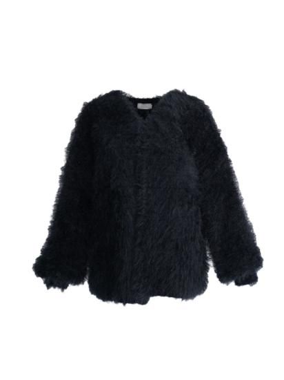 shaggy cardigan(black) - BayBee