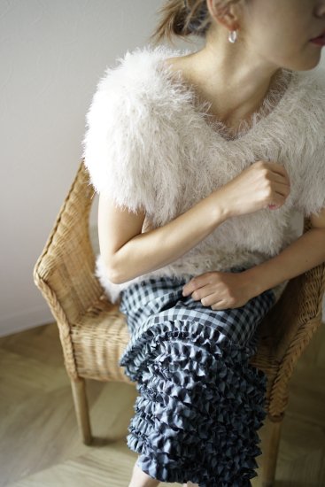 予約】shaggy knit vest (ivory) - BayBee