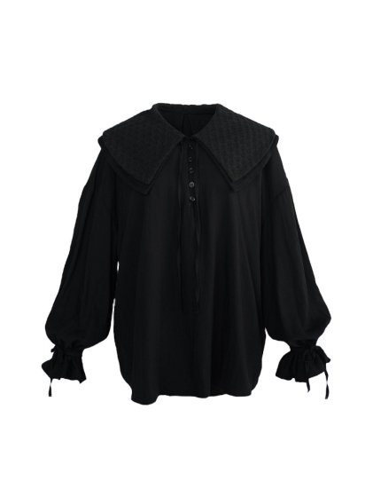 double collar blouse(black) - BayBee