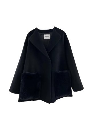 肩幅51cmBaybee fur pocket wool rever coat - ジャケット・アウター