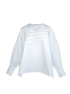slanting  frill blouse(white)