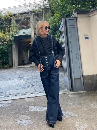 slanting frill blouse(black) - BayBee