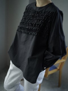 slanting  frill blouse(black)