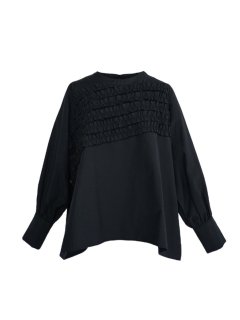 slanting  frill blouse(black)