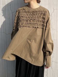 slanting  frill blouse(khaki)