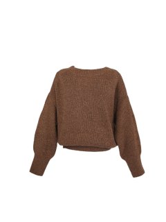 wide crew neck knit(brown)