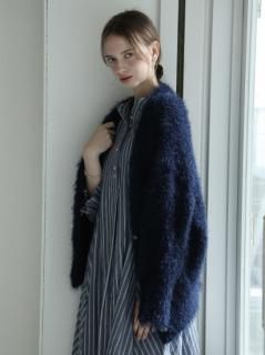 button shaggy cardigan