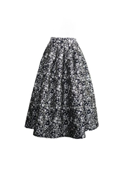 予約】flower jacquard skirt(navy) - BayBee