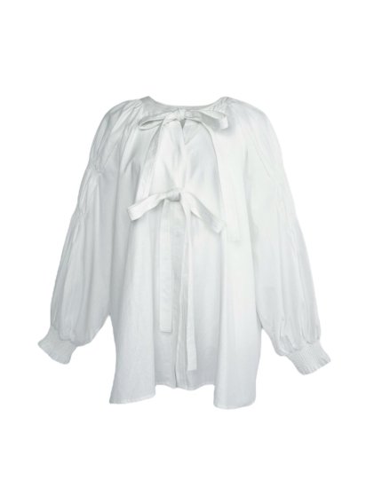 ribbon tuck blouse(white) - BayBee