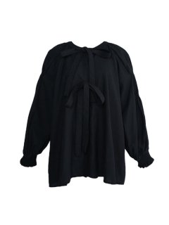 ͽribbon tuck blouse(black)