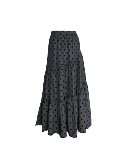 three tiered skirt(dot gray) - BayBee