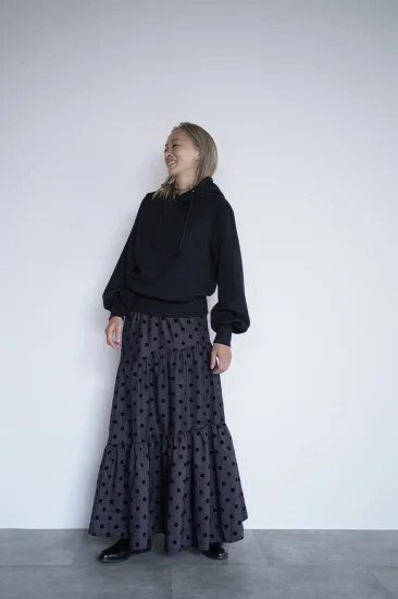 three tiered skirt(dot gray) - BayBee