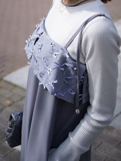 【予約】ribbon collar dress(gray)