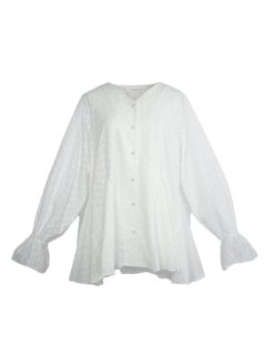 embroidery flare blouse(white)