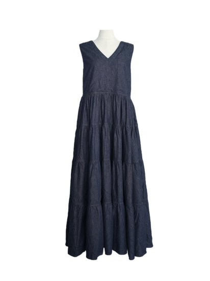 予約】denim tiered dress(indigo) - BayBee