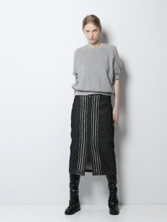 ͽcenter fringe denim skirt(black)