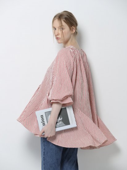 stripe flare blouse(red) - BayBee