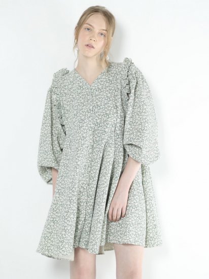 【予約】flower flare dress(green) - BayBee