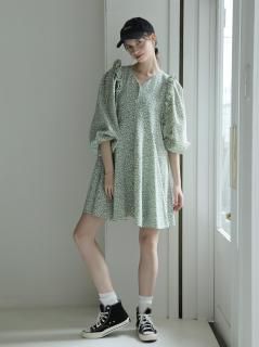flower flare dress(green)