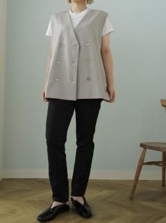 SETsilver button gilet & tight tapered pants