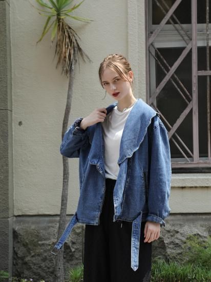 予約】scallop collar denim JK - BayBee