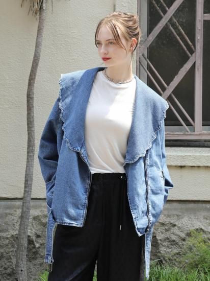 予約】scallop collar denim JK - BayBee