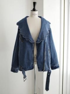 ͽscallop collar denim JK