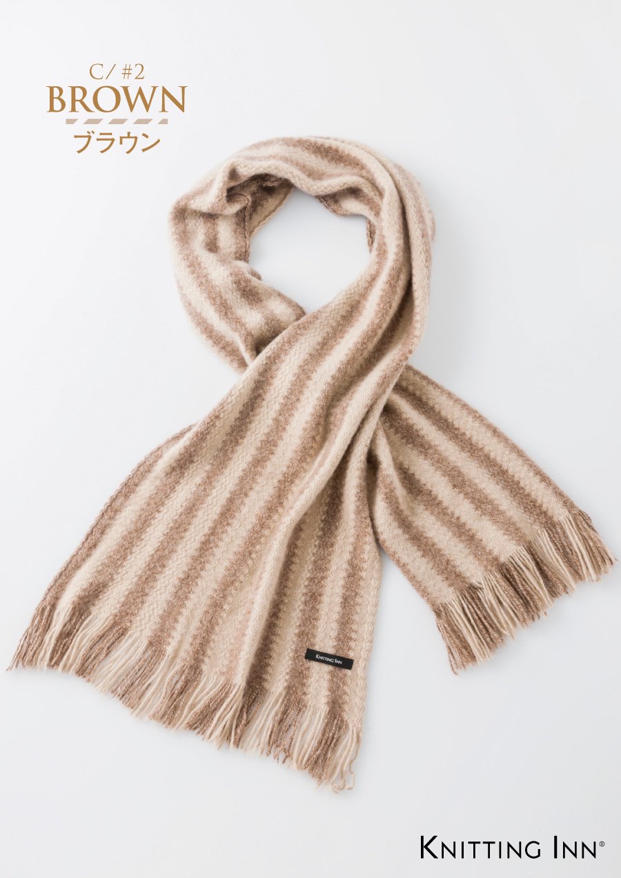 【１０％ＯＦＦ】F-3264　カシミヤ／セーブル混 ミンク仕上げマフラー2017／SABLE BLEND CASHMER MINKY SCARF -  KNITTING INN 　 松井ニット技研