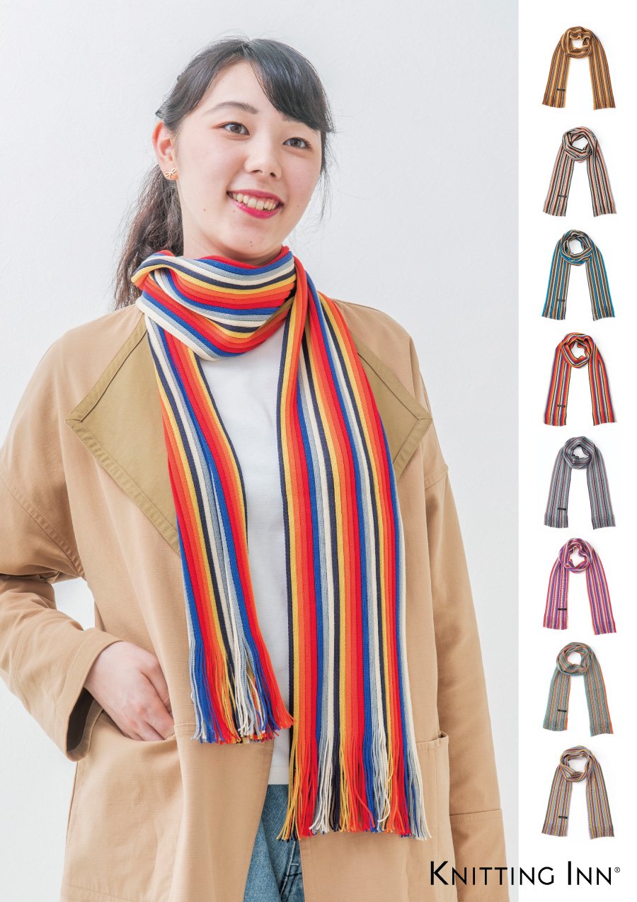 【１０％ＯＦＦ】F-3303M　毛混リブマフラー2018／RIBBED SCARF - KNITTING INN 　 松井ニット技研