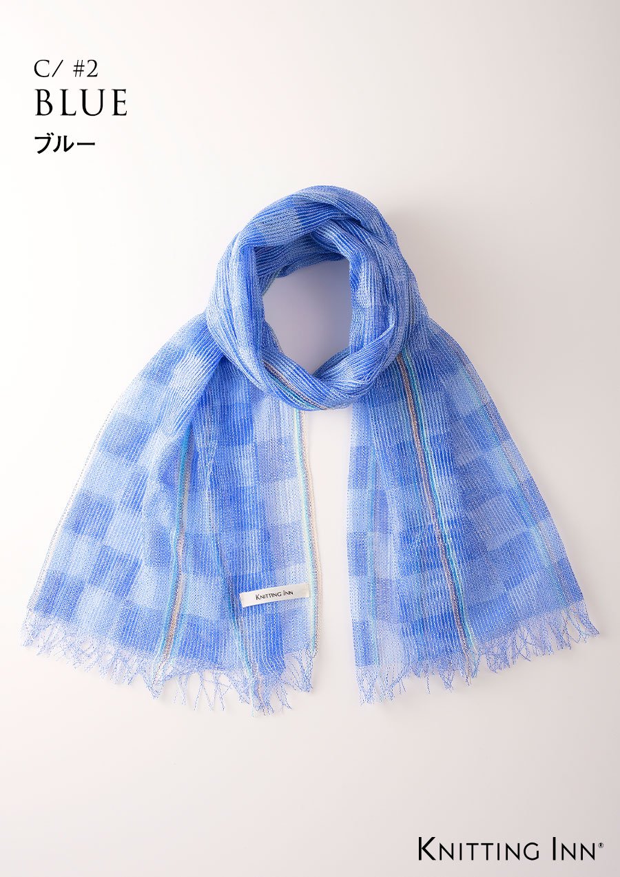 F-3325　コットン市松ストール2020／COTTON CHECKED SCARF - KNITTING INN 　 松井ニット技研