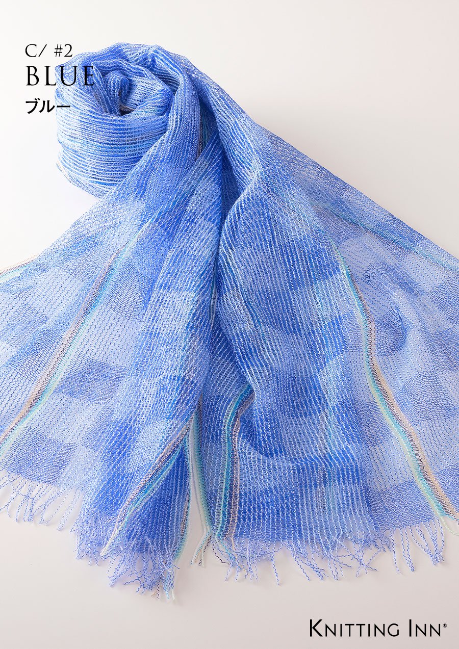 F-3325　コットン市松ストール2020／COTTON CHECKED SCARF - KNITTING INN 　 松井ニット技研