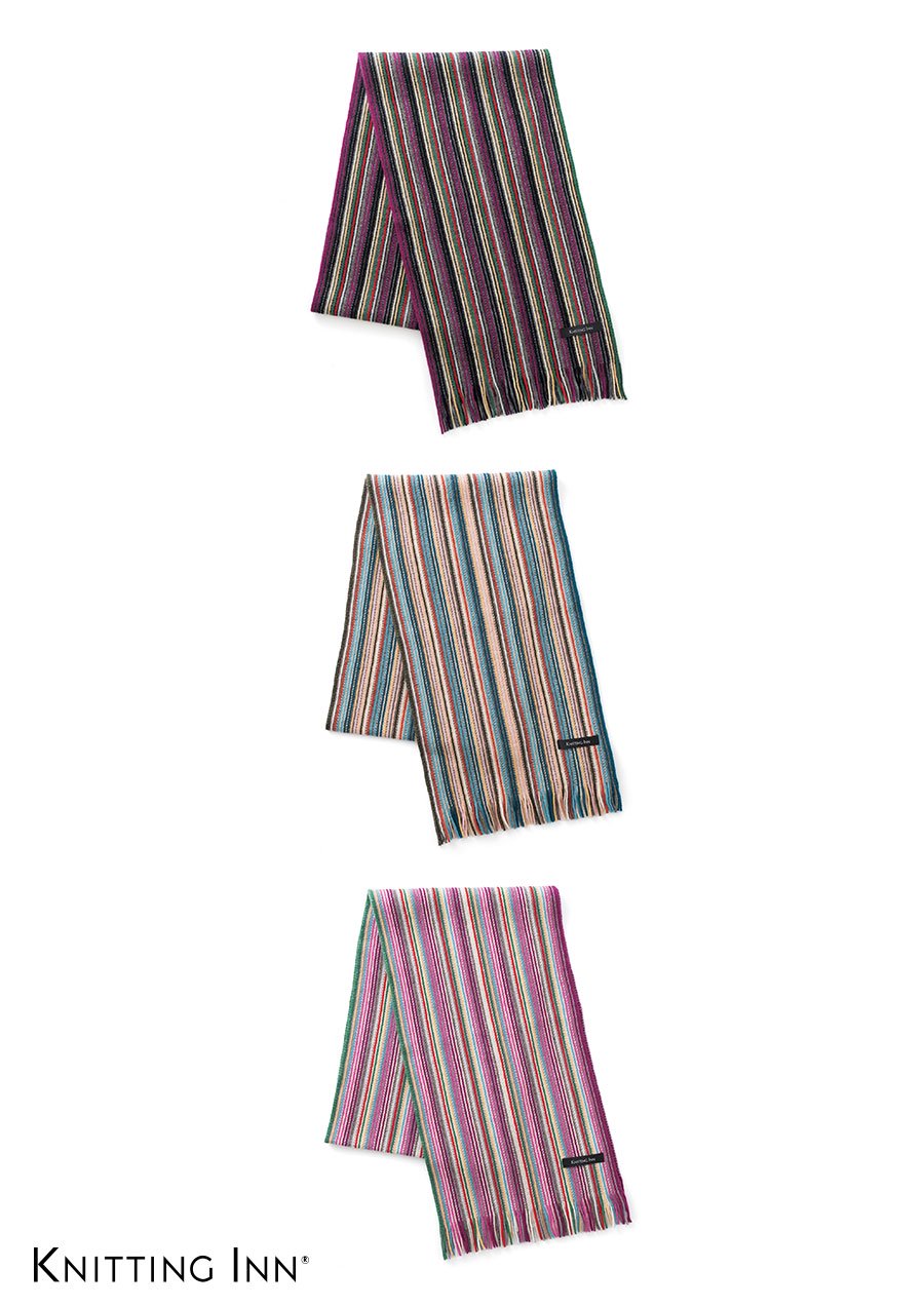 F-3335　ウールペンシルストライプマフラー2020／WOOL STRIPED SCARF - KNITTING INN 　 松井ニット技研