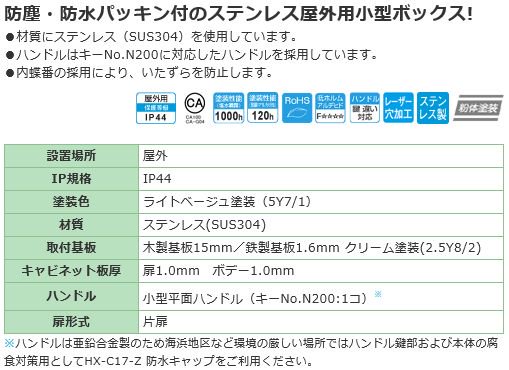 日東工業 SO12-1525A ＳＯ形ステンレスボックス ヨコ150xタテ250x