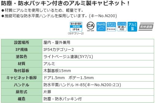 日東工業 ARA20-68 アルミキャビネット ヨコ600xタテ800xフカサ200mm