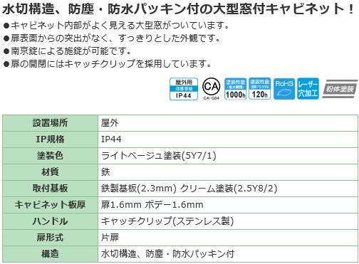 日東工業 OW20-46A ウインドウキャビネット ヨコ400xタテ600xフカサ