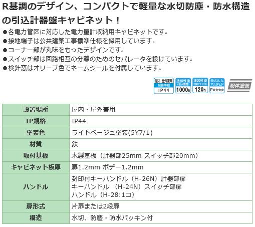 日東工業 MS-12RB 引込計器盤キャビネット 屋内・屋外 鉄製 水切、防塵