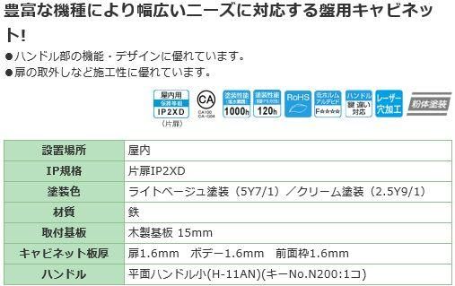 日東工業 BF10-35 盤用キャビネット埋込形 ヨコ300xタテ500xフカサ