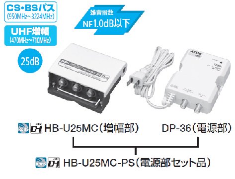 サン電子 HB-U25MC-PS UHF前置増幅器（プリアンプ） 屋内用・屋外用 