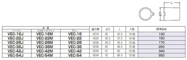 未来工業 VEC-42J 管端キャップ 適合管VE-42 ベージュ 10個入り