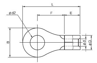 ニチフ R1.25-3.5S 銅線用裸圧着端子(R形)丸形 穴径3.7ｍｍ 100個入 