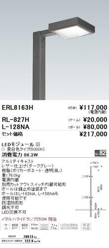 遠藤照明 ERL8163H LEDポール灯 灯体のみアーム・ポール別売 LEDモジュール付 昼白色 86.3W ダークグレー -  【本店】ネットde電材 - 価格で勝負！通販専門の電材屋