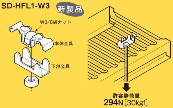 ネグロス SD-HFL1-W3 ネグロック吊り金具 軽量床板材用吊りボルト支持