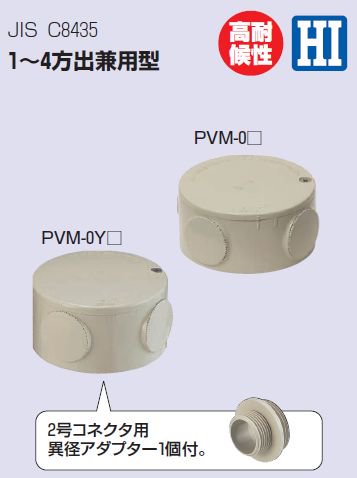 未来工業 PVM-0M 露出用丸形ボックス（ブランクタイプ） 1～4方出兼用 